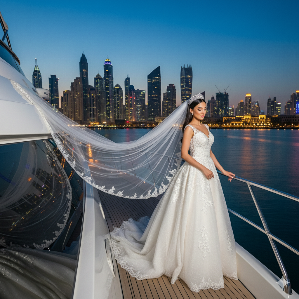 Yacht Bridal shoot dubai